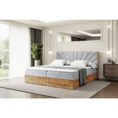 ALTDECOR Boxspringbett ERNINA - Z in Hellgrau, Liegefläche 120x200 cm – Bonellfederkern